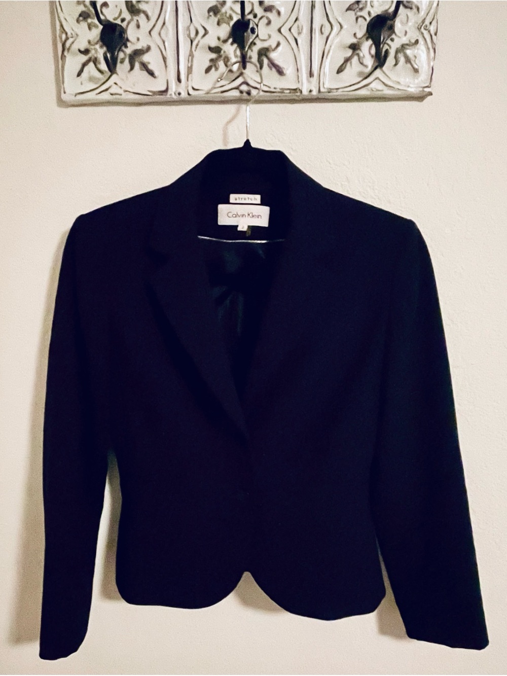 Calvin Klein Chic Black Single-Button Stretch Blazer Classic Preppy Black 4